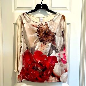 Chico’s cream floral top. Size 2.